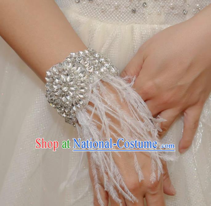 Vintage Luxury Dinner Party Feather Tassel Rhinestone Tiara Wedding Accessories Hair Accessories