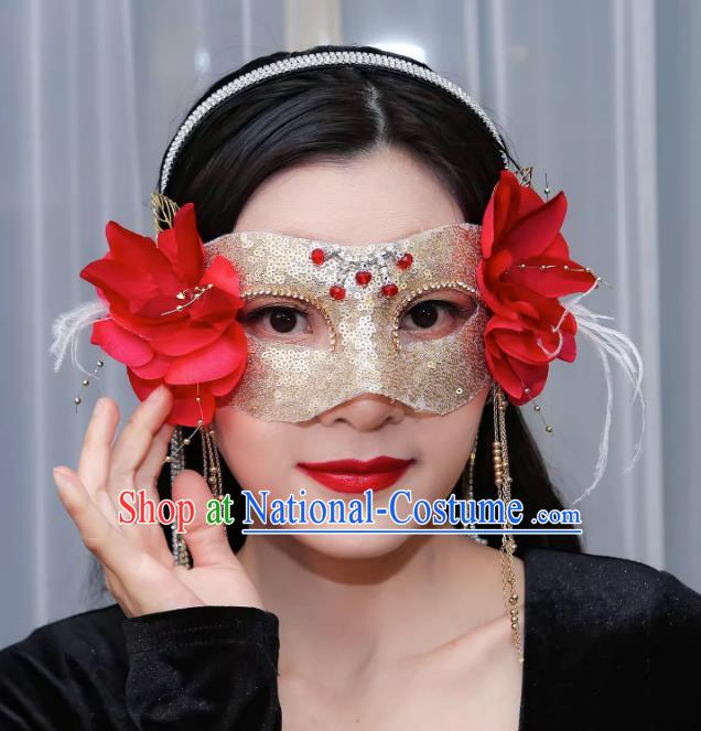 Christmas Red Mask Half Face Show Sexy Wedding Mask Masquerade Party Halloween