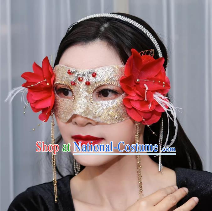 Christmas Red Mask Half Face Show Sexy Wedding Mask Masquerade Party Halloween