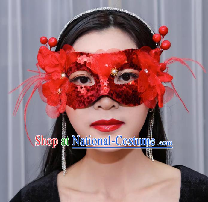 Christmas Red Mask Half Face Show Sexy Wedding Mask Masquerade Party Halloween