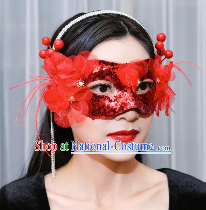 Christmas Red Mask Half Face Show Sexy Wedding Mask Masquerade Party Halloween