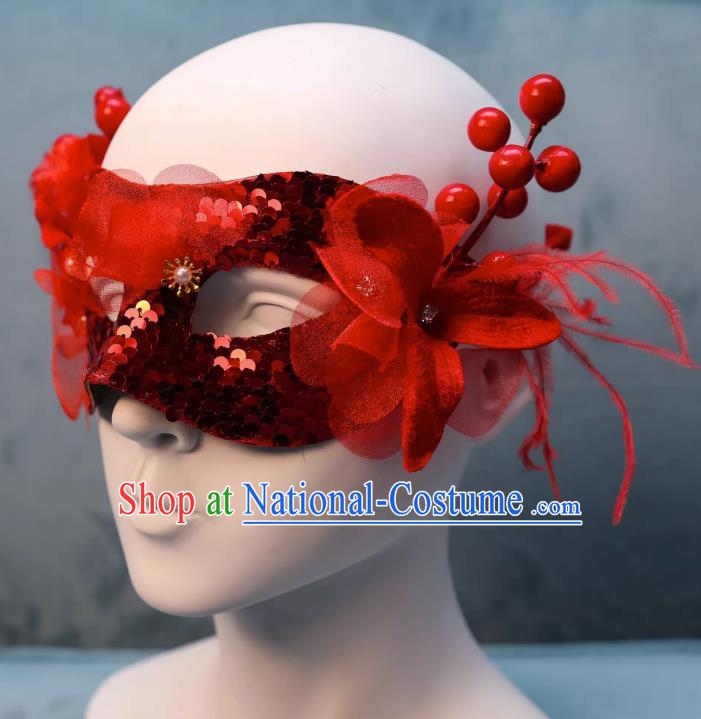 Christmas Red Mask Half Face Show Sexy Wedding Mask Masquerade Party Halloween