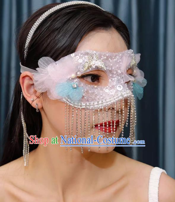 Tassel Mask Masquerade Half Cover Face Mask Antique Lace Eye Mask Party Gathering