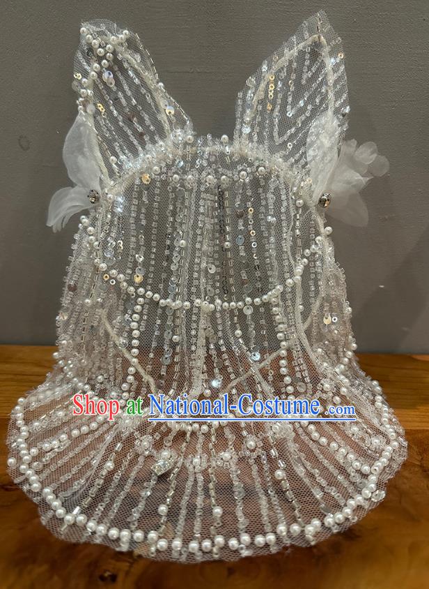 Super Flash Diamond Mesh Rhinestone Sequins Fake Mask Luxury Wedding Dress Heavy Ear Veil Mask Party Halloween