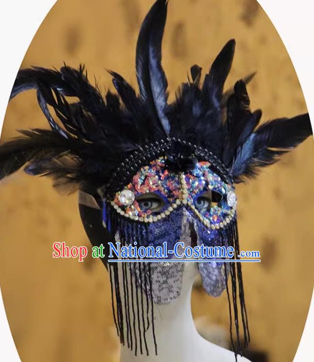 Indian Tribal Ethnic Feather Men s Mask Performance Art Catwalk Party Halloween