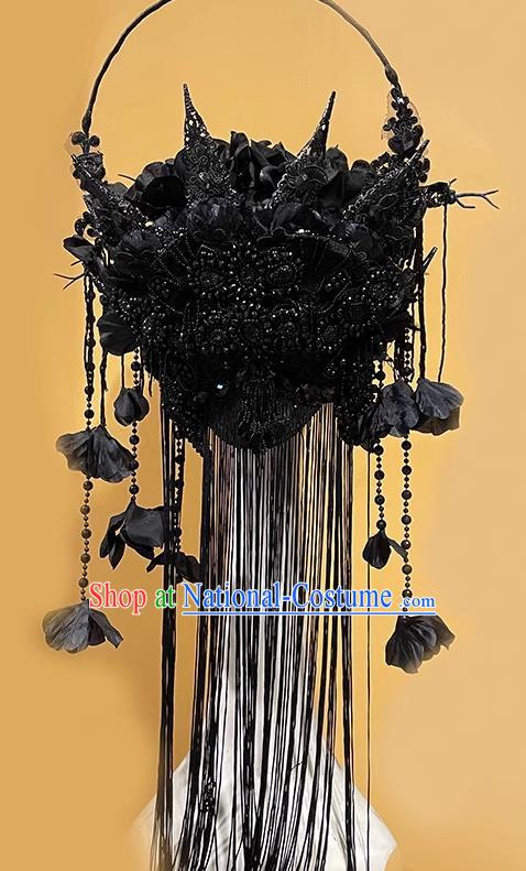 Gothic Masked Hanging Tassel Mysterious Art Eye Catching Exaggerated Mask Catwalk Performance Accessories