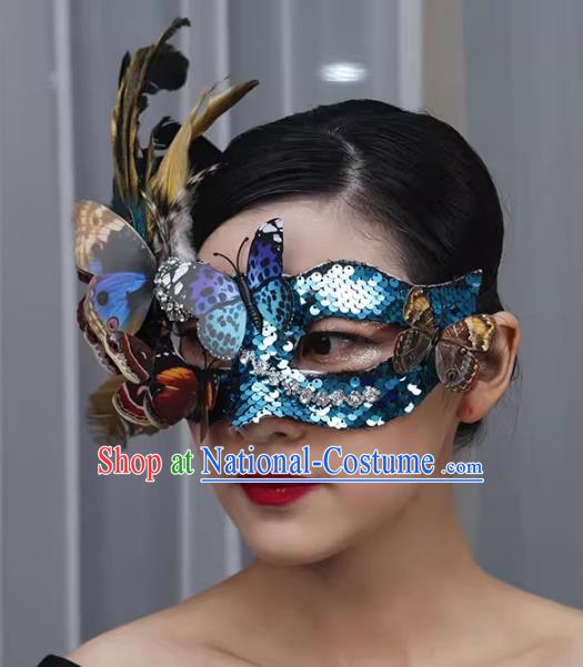 Exaggerated Venetian Green Flower Mask Feather Masked Singer Halloween Carnival Masquerade Party