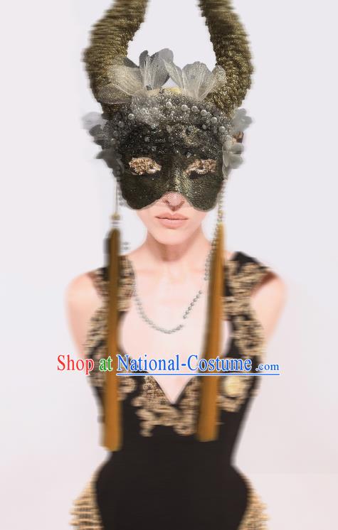 Chinese Hanfu Golden Tassel Mask Halloween Party Prom Mask