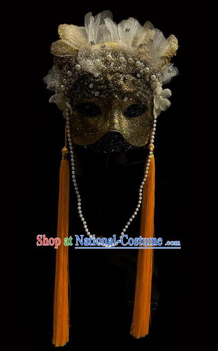 Chinese Hanfu Golden Tassel Mask Halloween Party Prom Mask