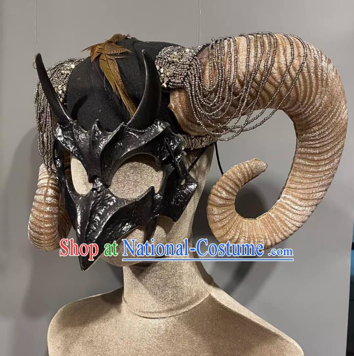 Horn Cosplay Headgear Show Halloween Carnival Dark Demon Horn Mask Party