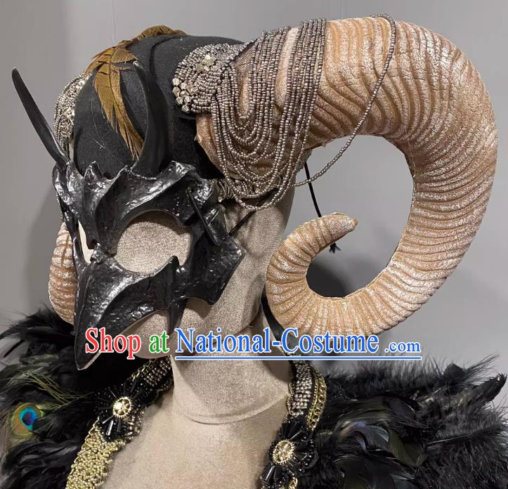 Horn Cosplay Headgear Show Halloween Carnival Dark Demon Horn Mask Party