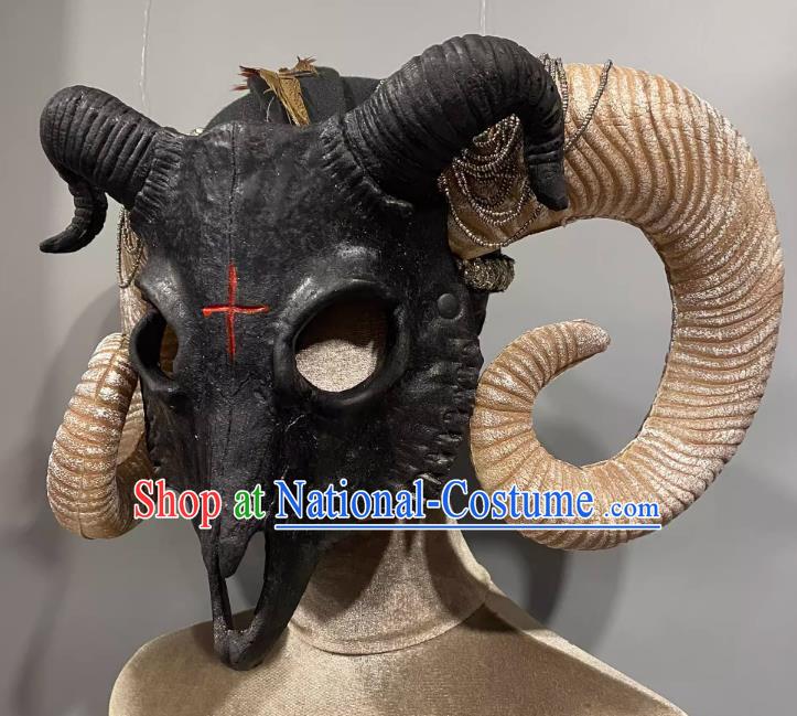 Horn Cosplay Headgear Show Halloween Carnival Dark Demon Horn Mask Party