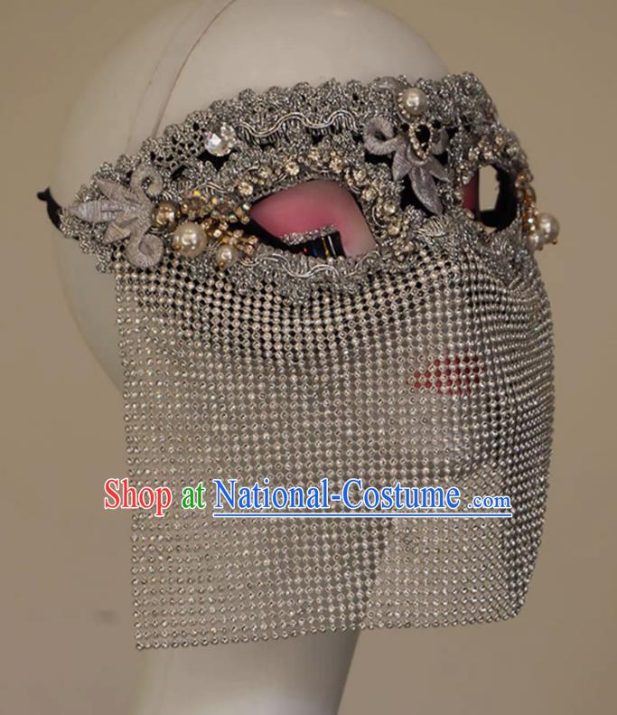 Silver Three Dimensional Feather Butterfly Metal Plating Texture Draped Veil Mask COS Performance Accessories