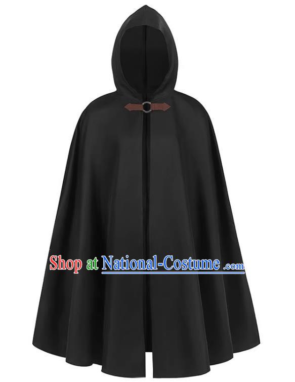 Retro Solid Color Hooded Cloak Halloween Adult Cosplay Ranger Medieval Traveler Cloak Loose Costume