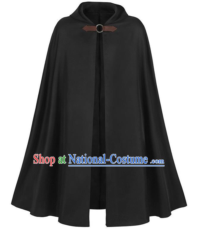 Retro Solid Color Hooded Cloak Halloween Adult Cosplay Ranger Medieval Traveler Cloak Loose Costume