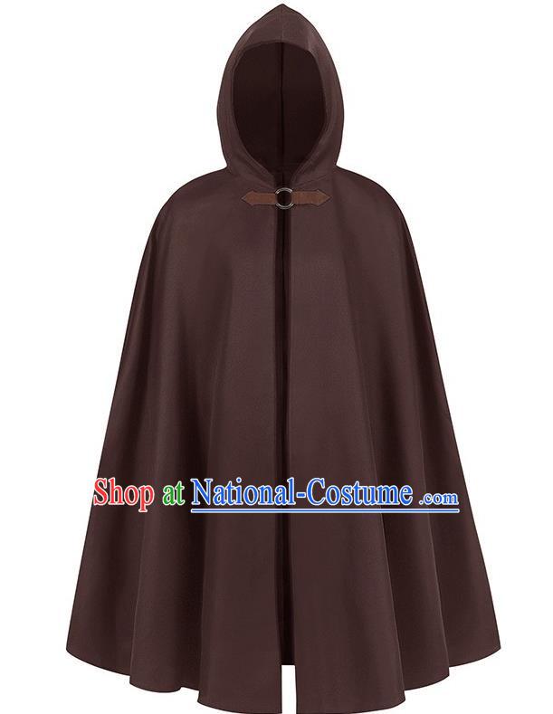 Retro Solid Color Hooded Cloak Halloween Adult Cosplay Ranger Medieval Traveler Cloak Loose Costume