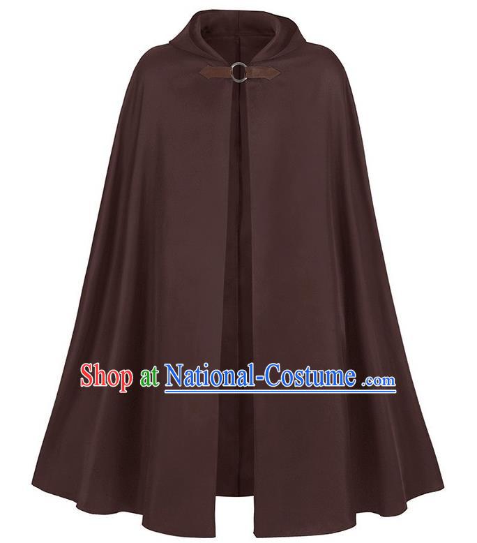 Retro Solid Color Hooded Cloak Halloween Adult Cosplay Ranger Medieval Traveler Cloak Loose Costume