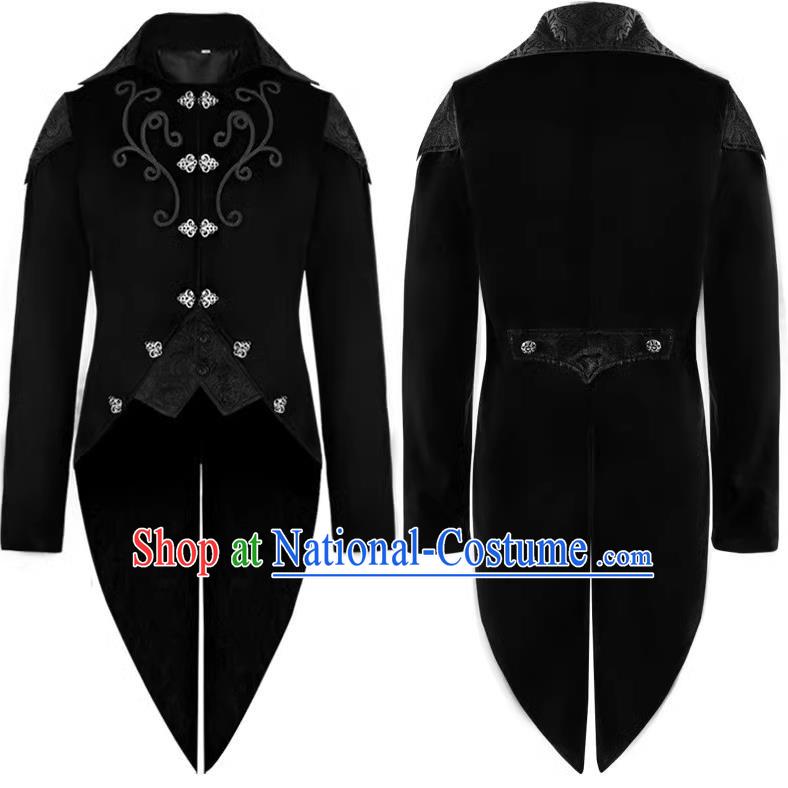 Medieval Retro Dark Tuxedo Dark Gothic Castle Earl Coat Gentleman Stage Performance Suede Dress