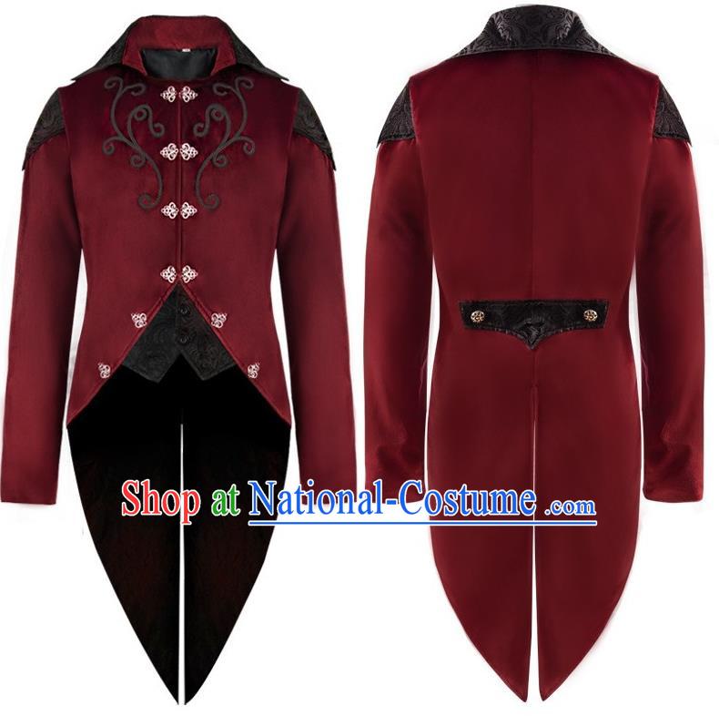 Medieval Retro Dark Tuxedo Dark Gothic Castle Earl Jacket Gentleman Stage Performance Suede Dress