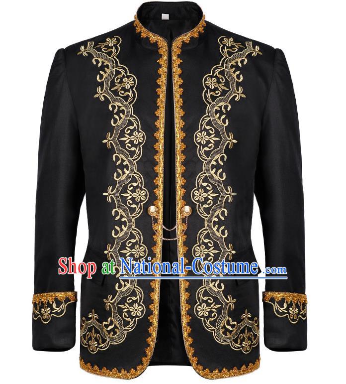 Retro European And American Gold-Embroidered Dress Men Court Dress Stand-Up Collar Jacket Photo Studio Song Medieval Drama Stage Costume