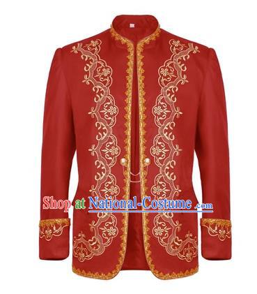 Retro European And American Gold-Embroidered Dress Men Court Dress Stand-Up Collar Jacket Photo Studio Song Medieval Drama Stage Costume