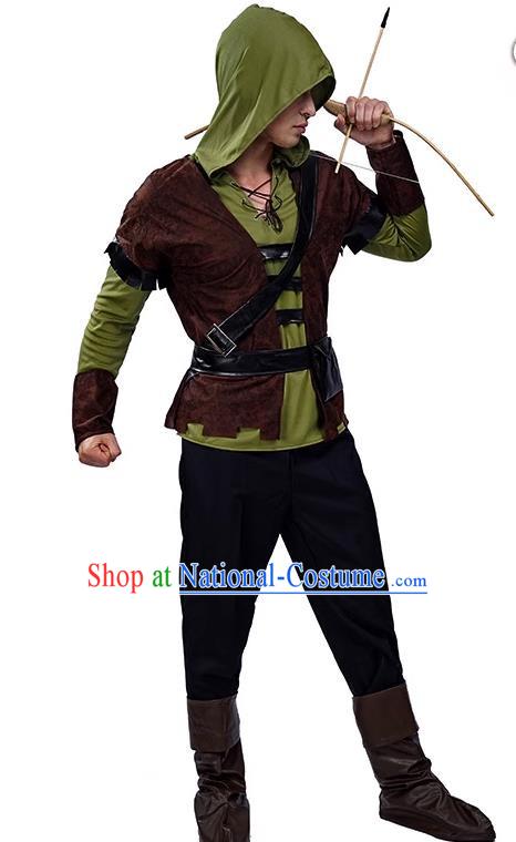 Retro Archer Costumes European Adult Children Cosplay Witcher Shadow Shooter Hooded Clothes Halloween