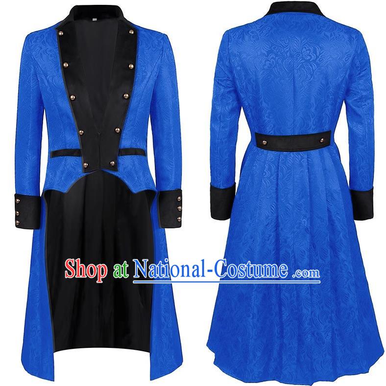 European And American Retro Black Coat Metal Rivets Rebuttal Collar Long-Sleeved Coat Medieval Stage Play Costume Large Size