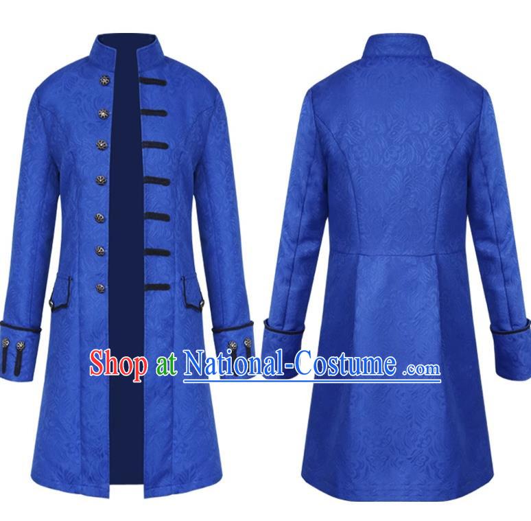 European And American Retro Jacquard Stand Collar Coat Male Cosplay Congressman Lawyer Long Coat Stage Drama Large Size Costume