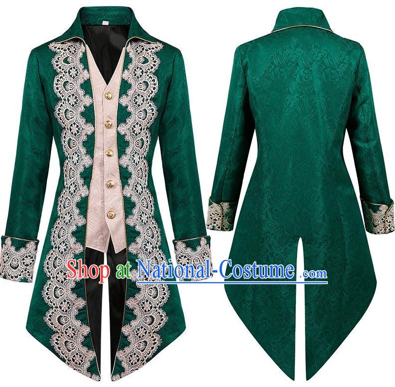 Medieval Lace Tuxedo Men Lace Embroidery Court Coat European And American Stage Play Long Costumes Large Size