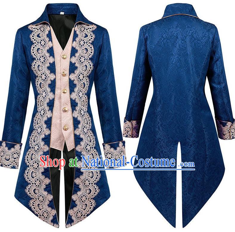 Medieval Lace Tuxedo Men Lace Embroidery Court Coat European And American Stage Play Long Costumes Large Size