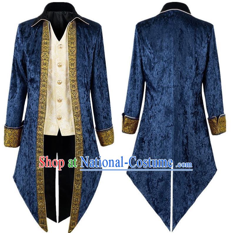 Medieval Velvet Tuxedo Long-Sleeved Ornate Embroidered Court Men Dress European And American Stage Play Costume Large Size