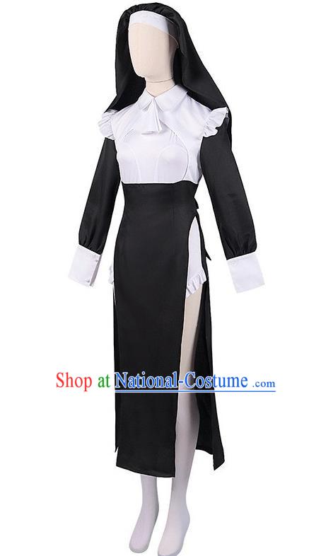 Sexy Nun Costume Cosplay Crazy Monastery Dress Suit Halloween Party Props Costume