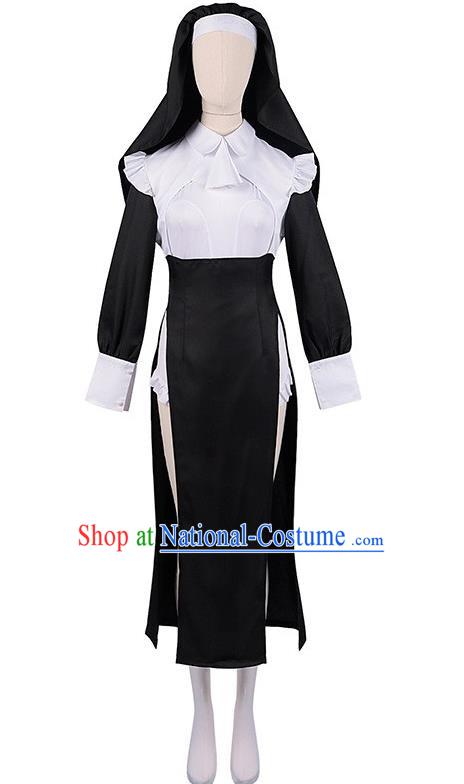 Sexy Nun Costume Cosplay Crazy Monastery Dress Suit Halloween Party Props Costume