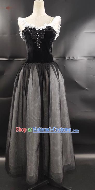 Ballet Skirt Adult Female Tutu Performance Clothing Practice Clothing Fluffy Gauze Skirt Black Swan Lake Black Performance Clothing