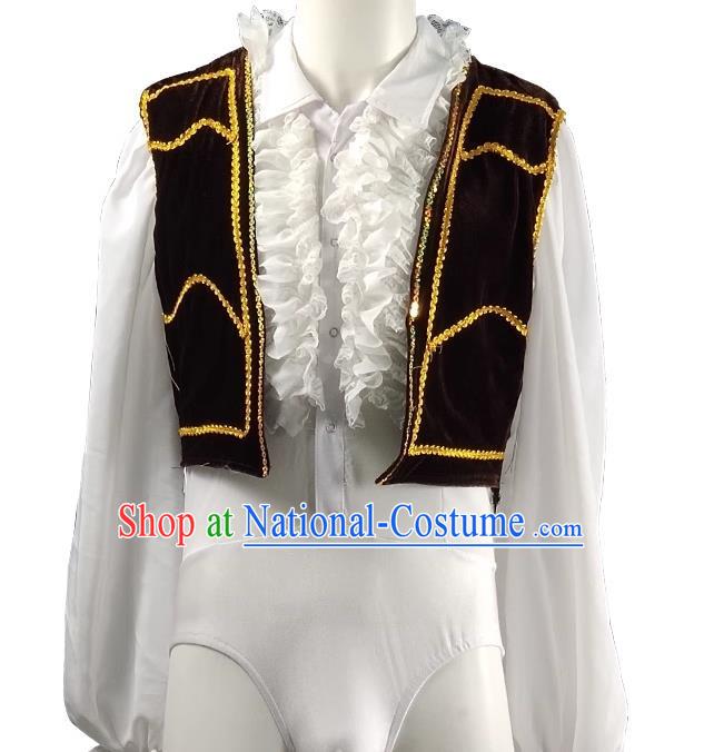 Men Ballet Dance Practice Clothing Long Sleeved Gold Velvet Gymnastics Body Examination Clothing Chinese Dance Clothing