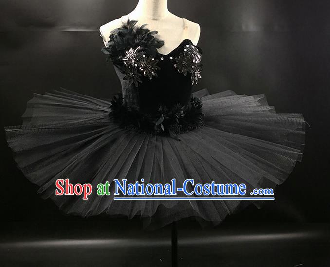 Black Swan Dance Clothing Women Gymnastics Bodybuilding Dance Performance Clothing Tutu Gauze Skirt