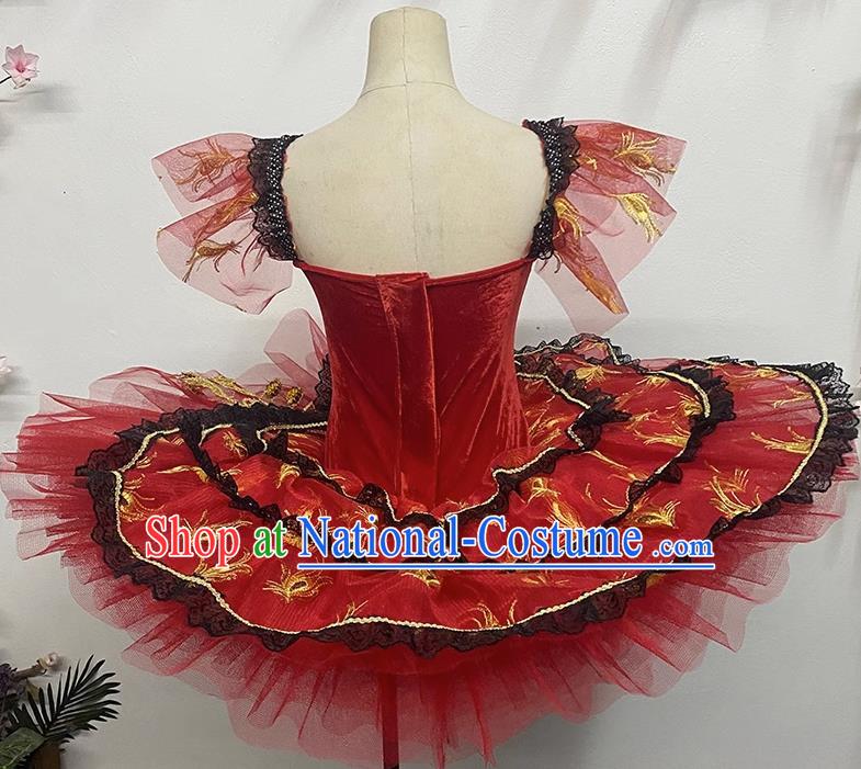 Professional Classical Ballet Performance Costume Competition Suit TUTU Gauze Skirt Practice Skirt Ballet Dance Suit Big Red