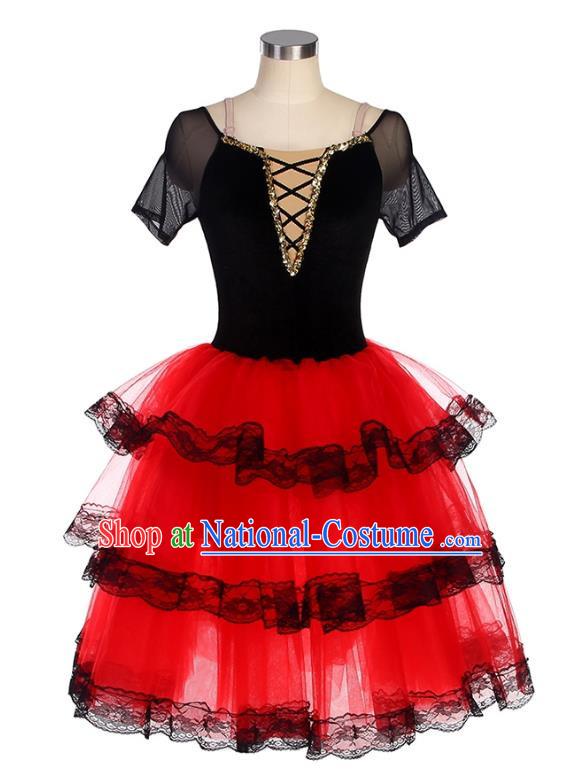 Ballet Costume Don Quixote Children Competition Professional Performance Costume Red Tutu Skirt Adult Spanish Dance Skirt