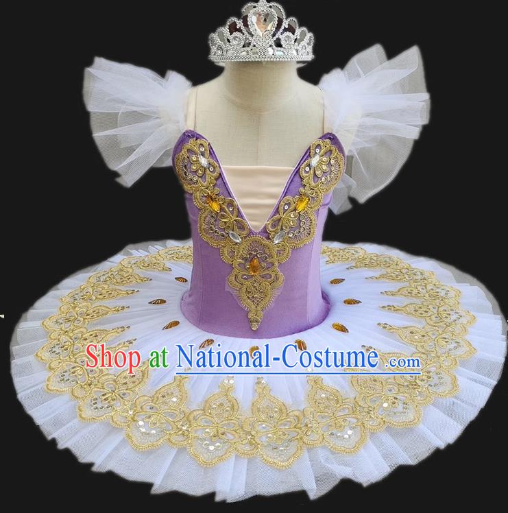 Korean Velvet Fabric Children Professional Ballet Skirt Female Performance Clothing Swan Lake Tutu Skirt Stage Performance Clothing