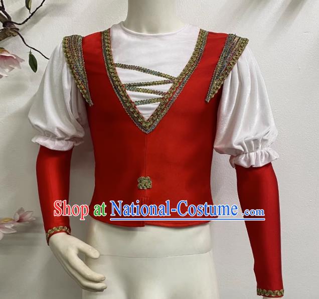 Men Prince Ballet Performance Costume Fake Two Piece Single Top Costume