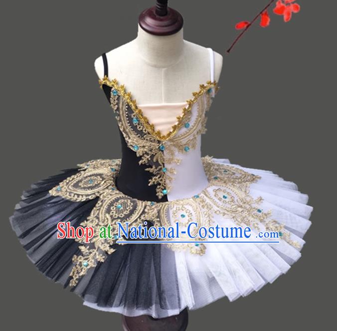 Children Little Swan Dance Sling Ballet Skirt Swan Lake Tutu Skirt Black And White Professional Ballet TUTU Skirt