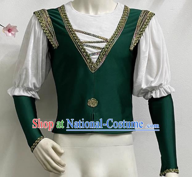 Men Prince Ballet Performance Costume Fake Two Piece Single Top Costume