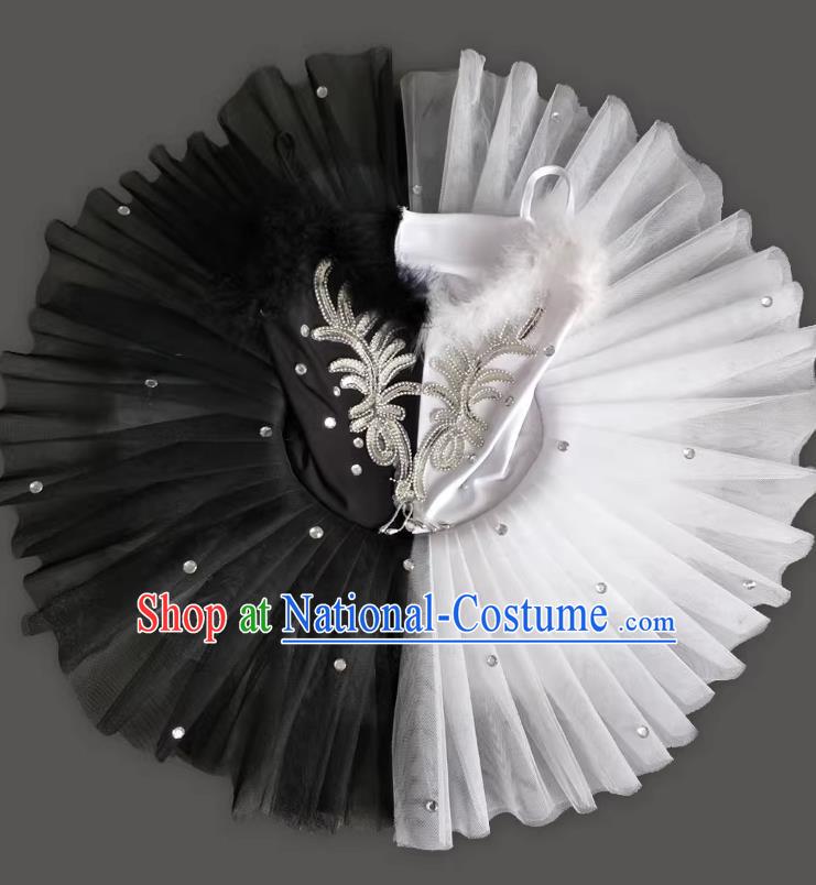 Children Little Swan Dance Sling Ballet Skirt Swan Lake Tutu Skirt Black And White Professional Ballet TUTU Skirt