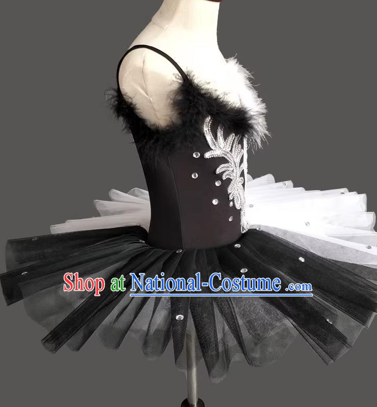 Children Little Swan Dance Sling Ballet Skirt Swan Lake Tutu Skirt Black And White Professional Ballet TUTU Skirt