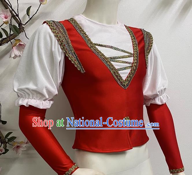 Men Prince Ballet Performance Costume Fake Two Piece Single Top Costume