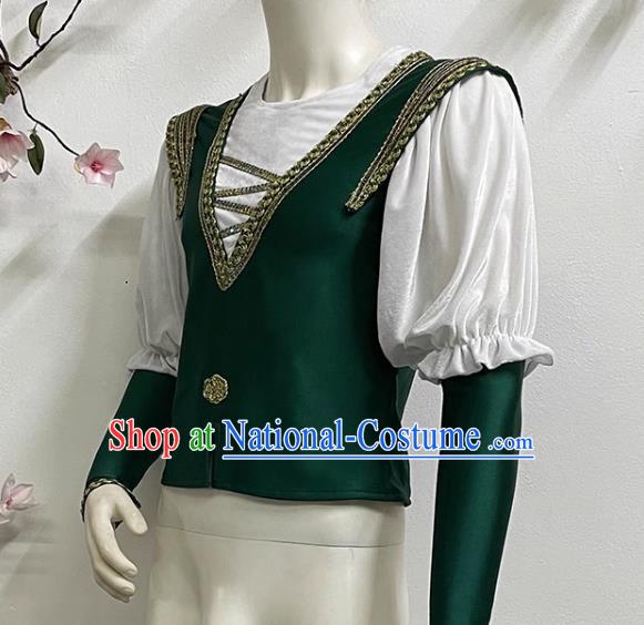 Men Prince Ballet Performance Costume Fake Two Piece Single Top Costume