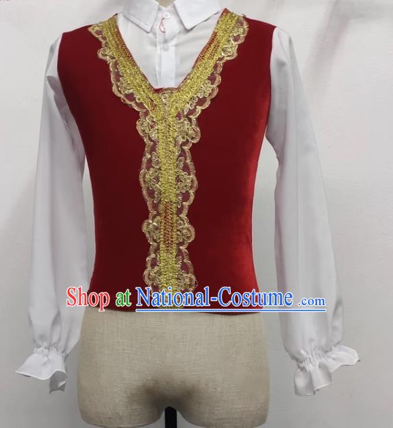 Men False Two Piece Lapel Slim Ballet Costume Top