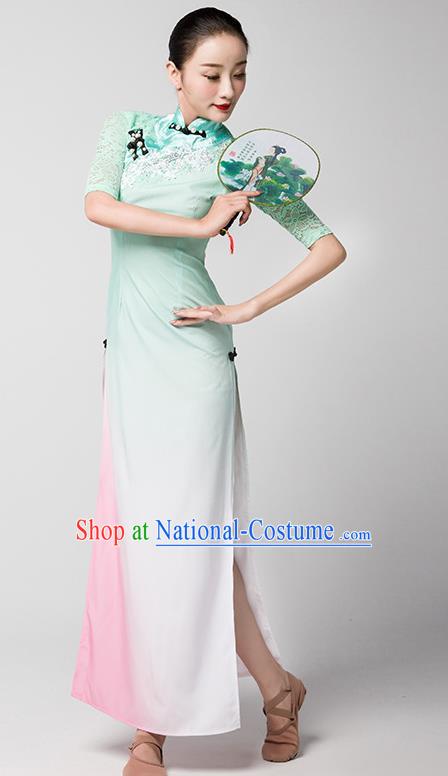 Modern Dance Adult Children New Jasmine Group Dance Performance Clothing Gradient Color Cheongsam Art Examination Clothing