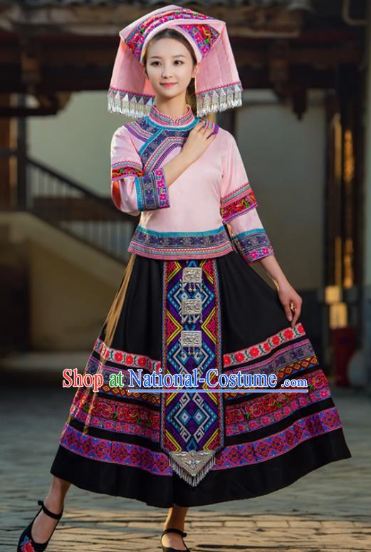 March Three Zhuang Traditional Costume Adult Guangxi Minority Costume Female Festival Performance Dance Costume