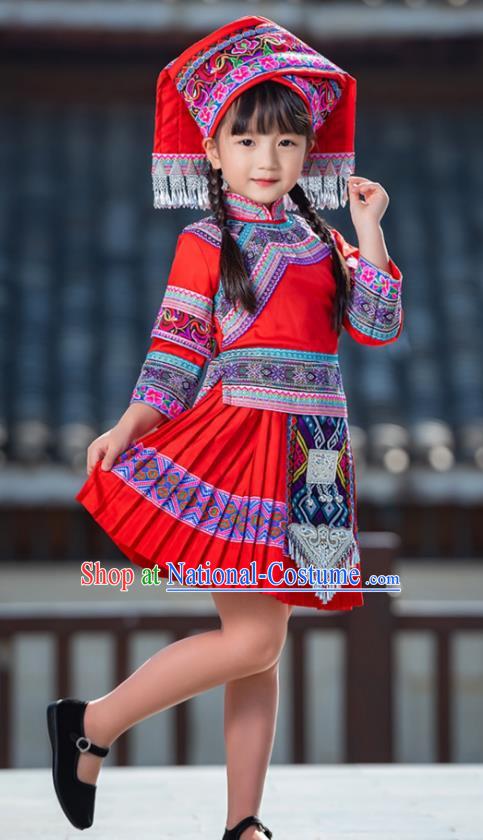 March Three Zhuang Costumes Children Ethnic Minority Costumes Girls Guangxi Children Performance Costumes